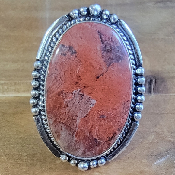 Vintage Jewelry - Silver Jewelry 925 Women Ring Size 10 Red Jasper Gemstone Western Bohemi…